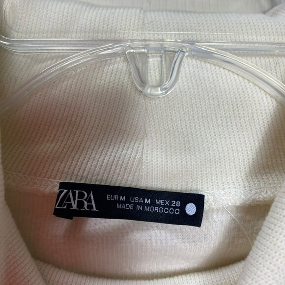 Zara White Turtleneck Sweater Top‎ Loose Fit Long Sleeves Minimalist Medium - Picture 13 of 16